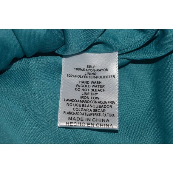 NWT Listicle Teal Peacock Blue Flowy Bohemian Peasant Dress Women's Size Medium - Picture 6 of 7